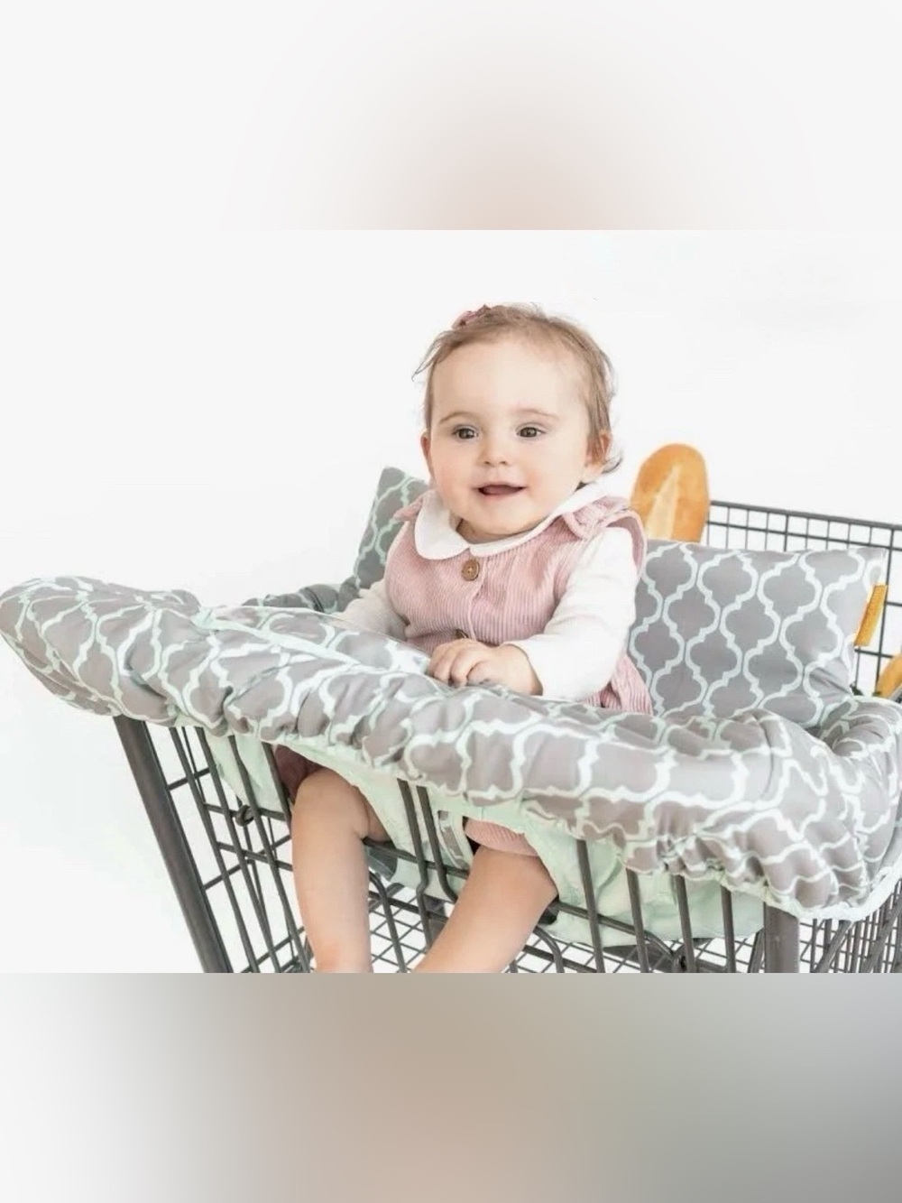Binxy Baby Shopping Cart Cover Geometric Pattern Gray White Aqua Germ Barrier